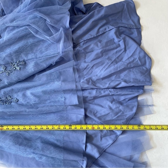 Sherri Hill Blue Lace Evening Gown Mermaid Medium Tail Prom Dress Party Size 6 - Picture 10 of 10